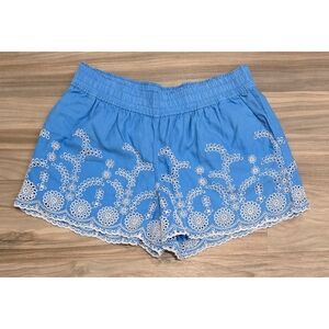 J. Crew Blue Linen Blend Embroidered Shorts – Size Large – Fully Lined